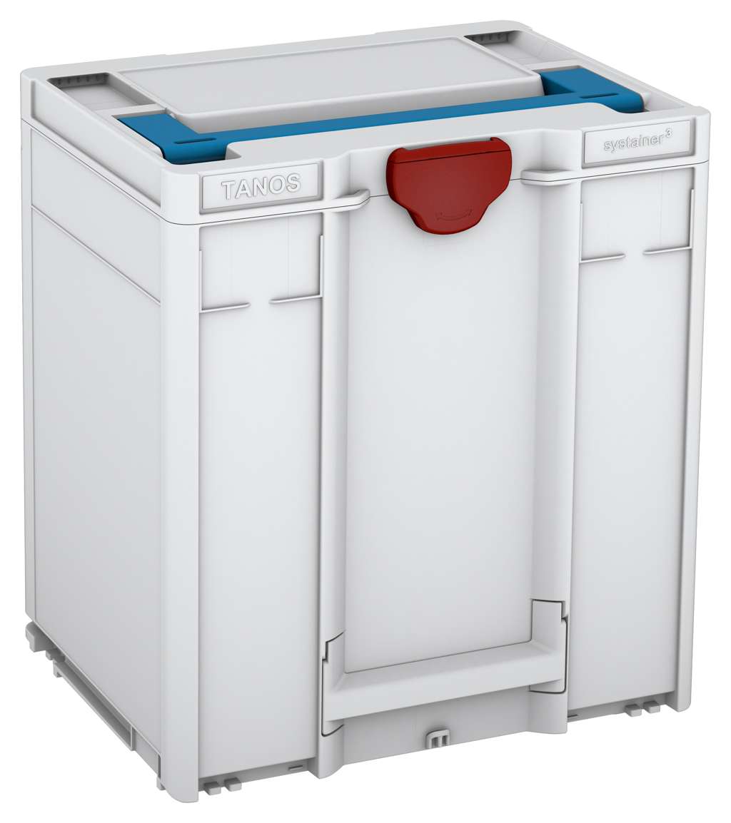 Systainer³ M 437, Light Grey with Sky Blue lid handle and Carmine Red catches