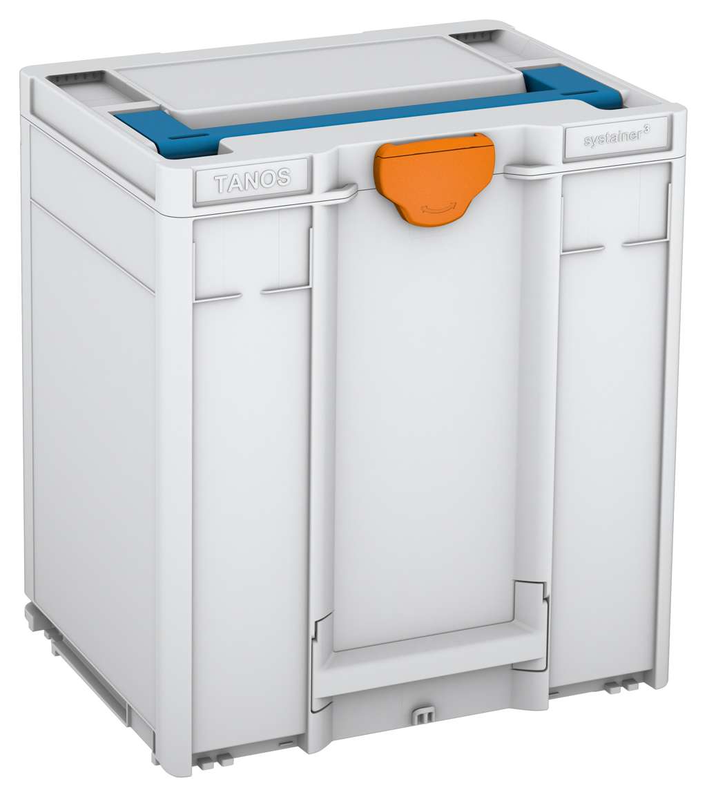 Systainer³ M 437, Light Grey with Sky Blue lid handle and Deep Orange catches