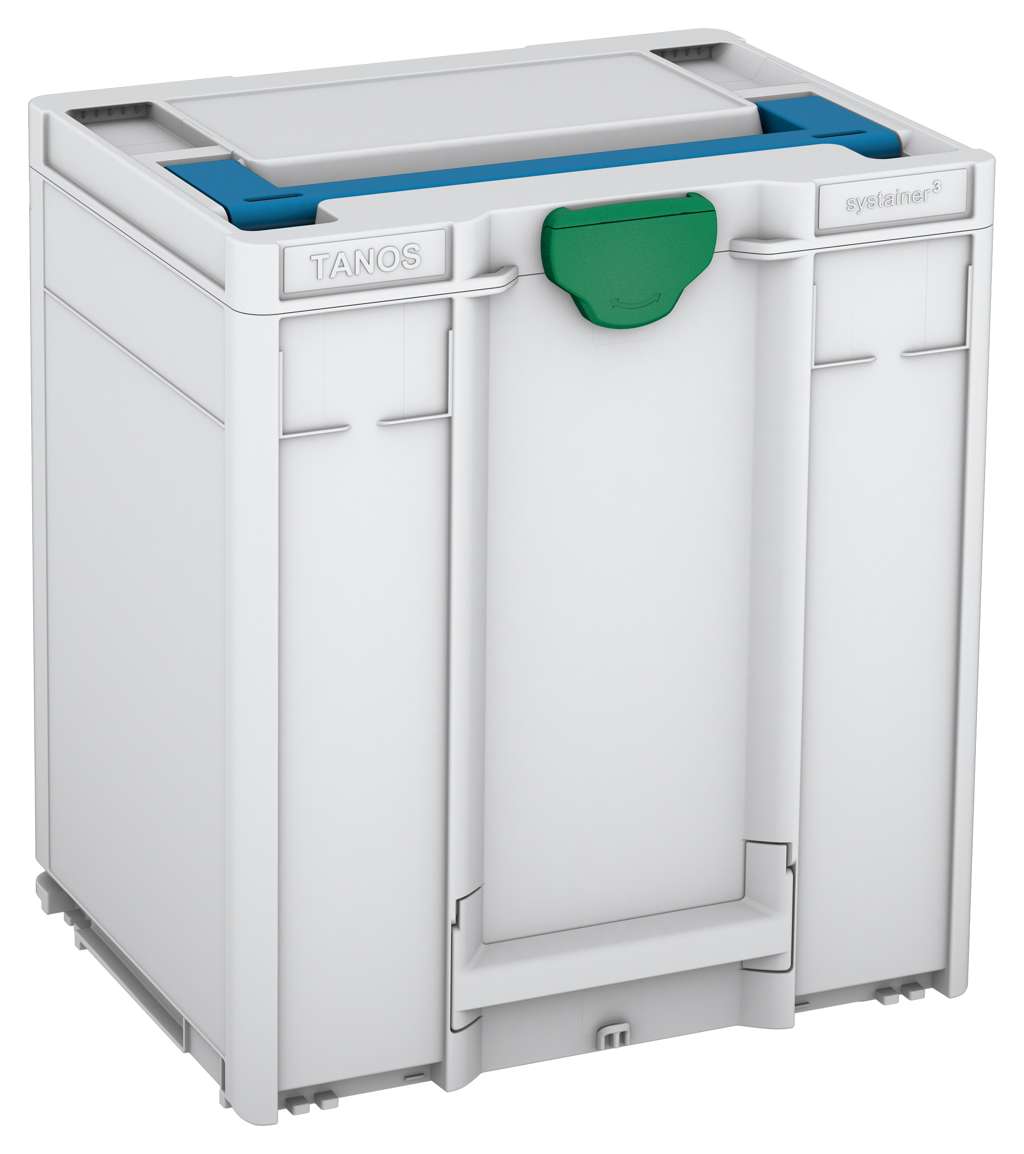 Systainer³ M 437, Light Grey with Sky Blue lid handle and Signal Green catches