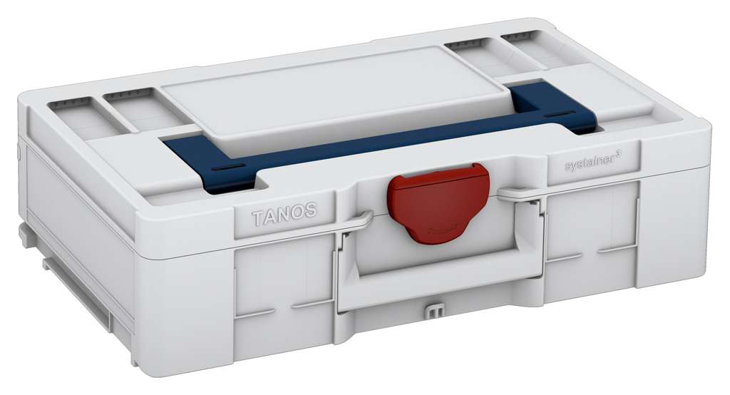 Systainer³ L 137, Light Grey with Sapphire Blue lid handle and Carmine Red catches