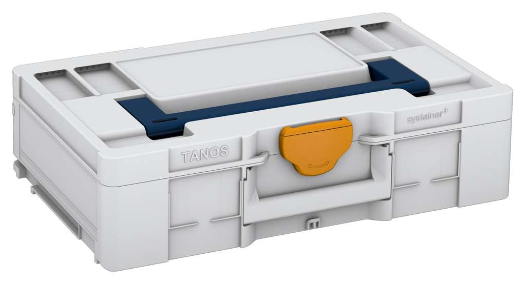 Systainer³ L 137, Light Grey with Sapphire Blue lid handle and Daffodil Yellow catches