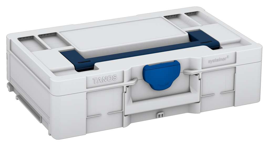 Systainer³ L 137, Light Grey with Sapphire Blue lid handle and Signal Blue catches