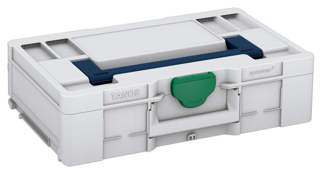 Systainer³ L 137, Light Grey with Sapphire Blue lid handle and Signal Green catches
