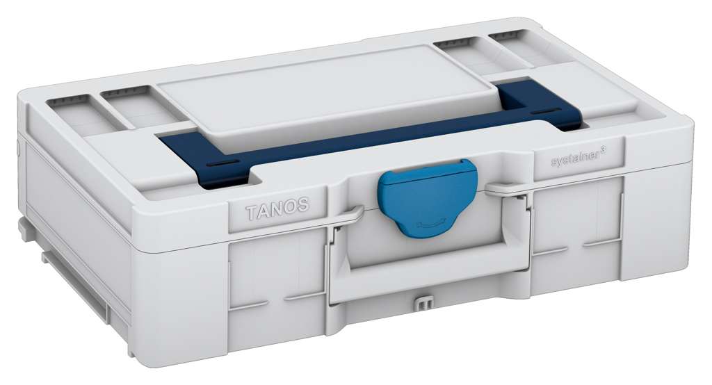 Systainer³ L 137, Light Grey with Sapphire Blue lid handle and Sky Blue catches