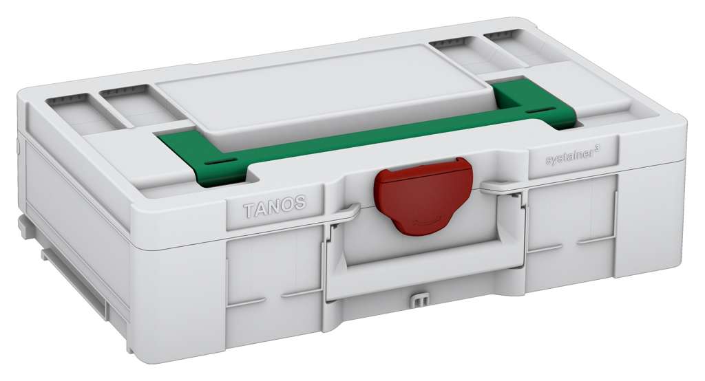 Systainer³ L 137, Light Grey with Signal Green lid handle and Carmine Red catches