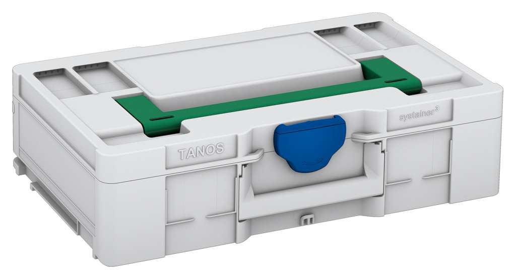 Systainer³ L 137, Light Grey with Signal Green lid handle and Signal Blue catches