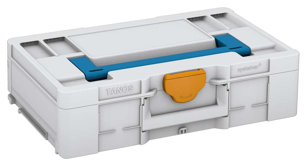 Systainer³ L 137, Light Grey with Sky Blue lid handle and Daffodil Yellow catches