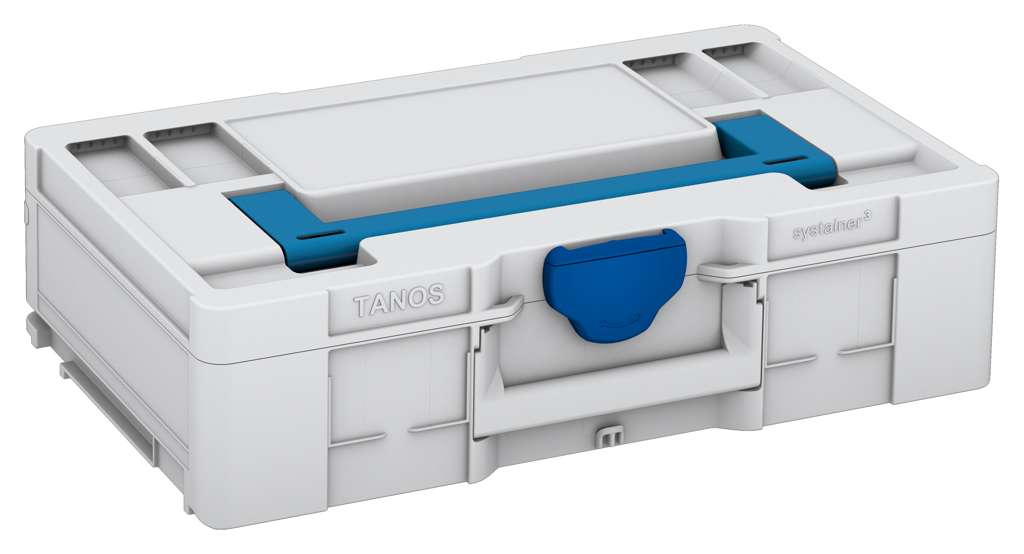 Systainer³ L 137, Light Grey with Sky Blue lid handle and Signal Blue catches