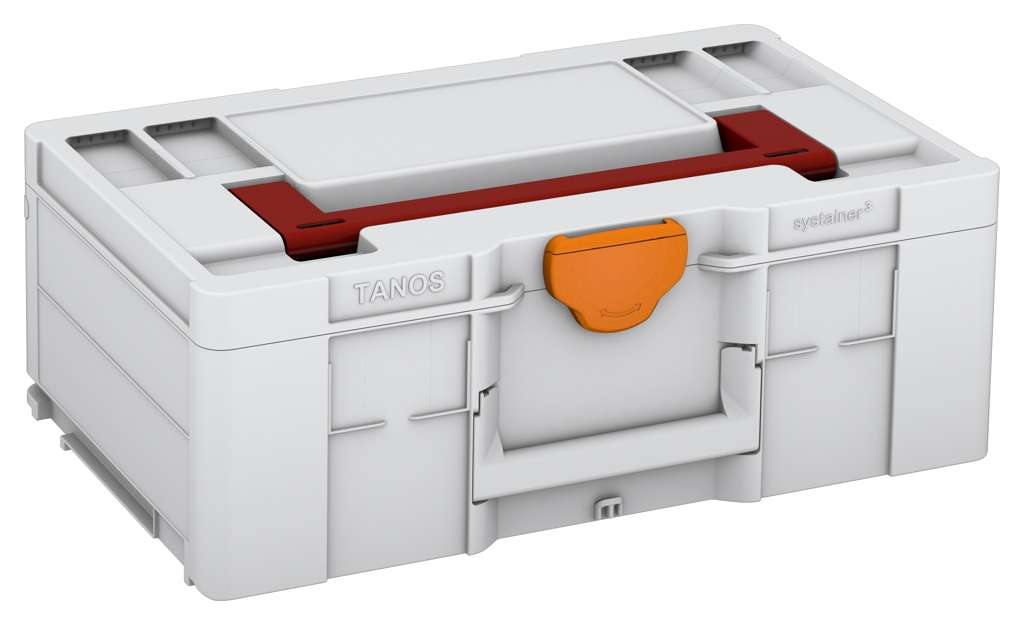 Systainer³ L 187, Light Grey with Carmine Red lid handle and Deep Orange catches