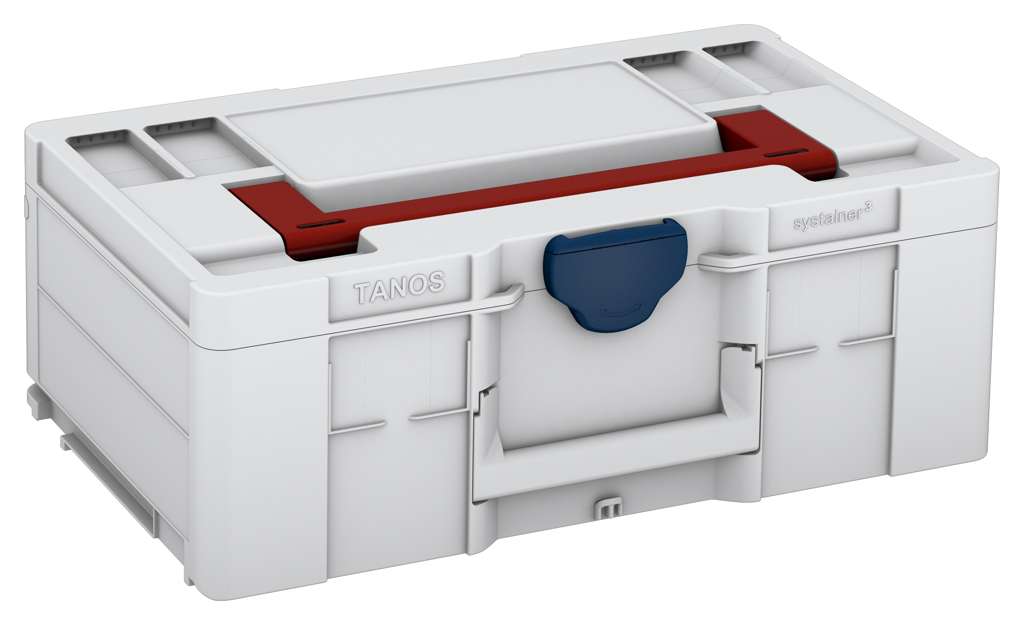 Systainer³ L 187, Light Grey with Carmine Red lid handle and Sapphire Blue catches