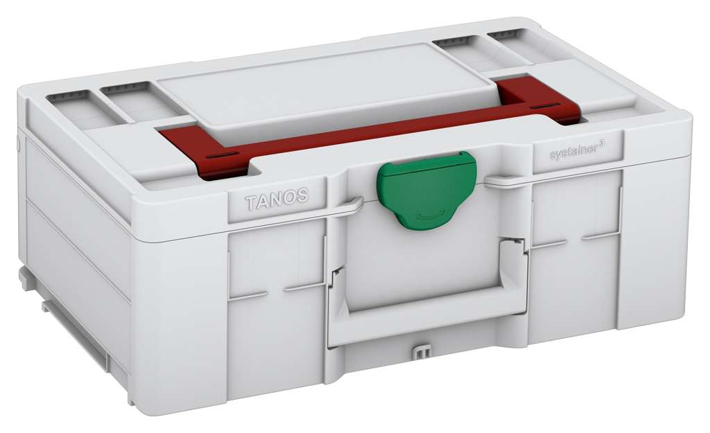 Systainer³ L 187, Light Grey with Carmine Red lid handle and Signal Green catches