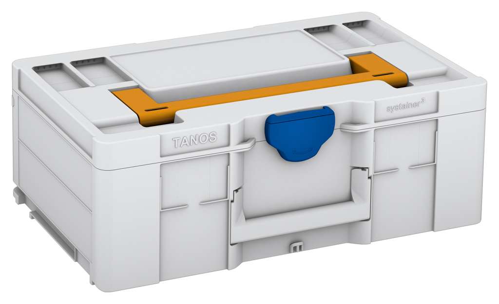 Systainer³ L 187, Light Grey with Daffodil Yellow lid handle and Signal Blue catches
