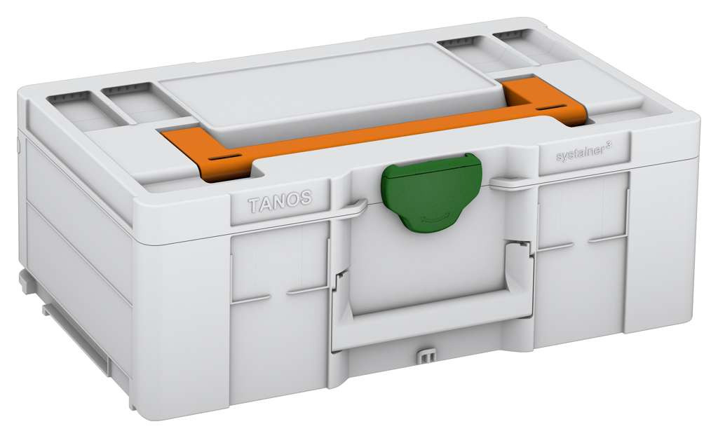Systainer³ L 187, Light Grey with Deep Orange lid handle and Emerald Green catches