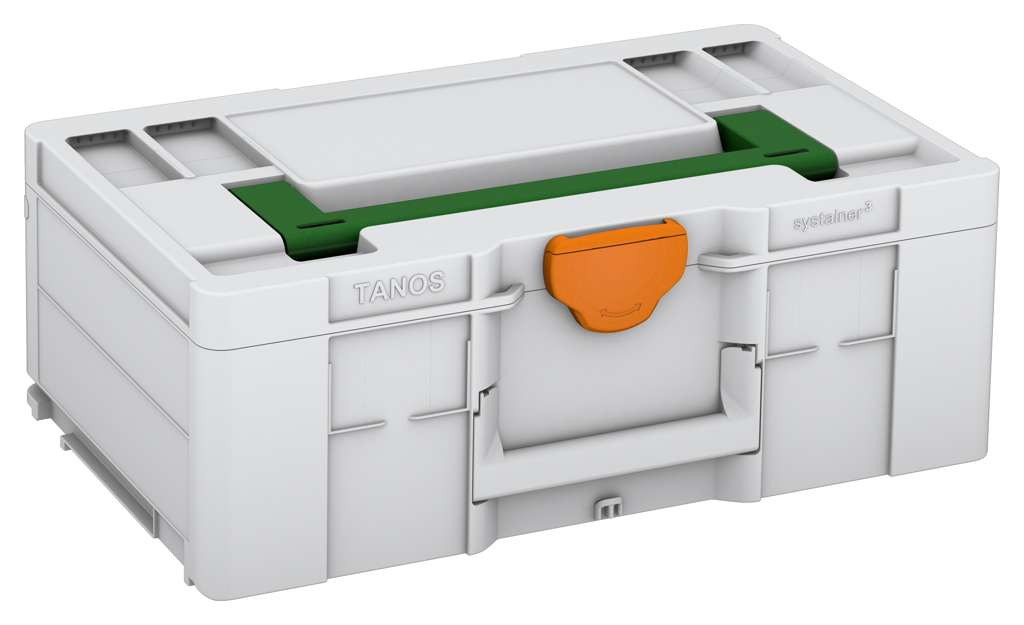 Systainer³ L 187, Light Grey with Emerald Green lid handle and Deep Orange catches