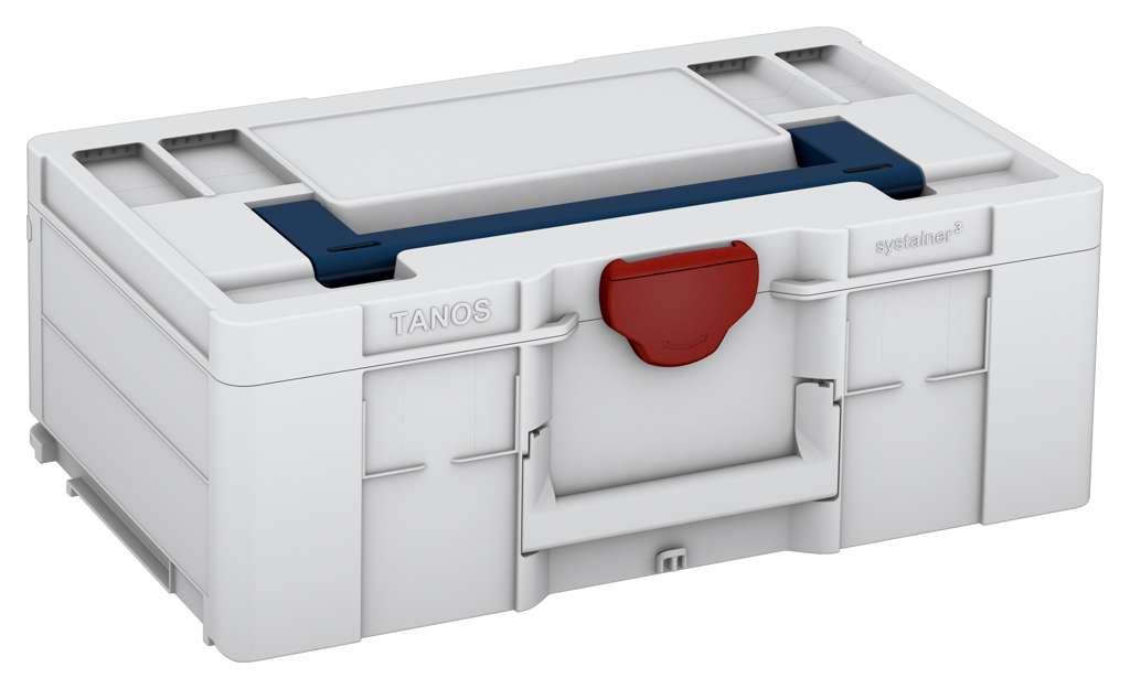 Systainer³ L 187, Light Grey with Sapphire Blue lid handle and Carmine Red catches