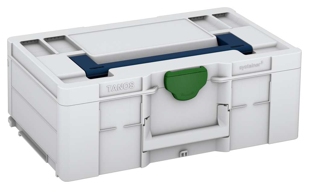 Systainer³ L 187, Light Grey with Sapphire Blue lid handle and Emerald Green catches