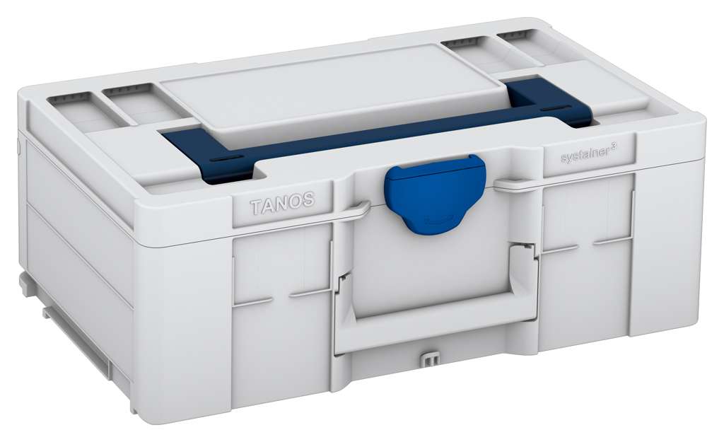 Systainer³ L 187, Light Grey with Sapphire Blue lid handle and Signal Blue catches