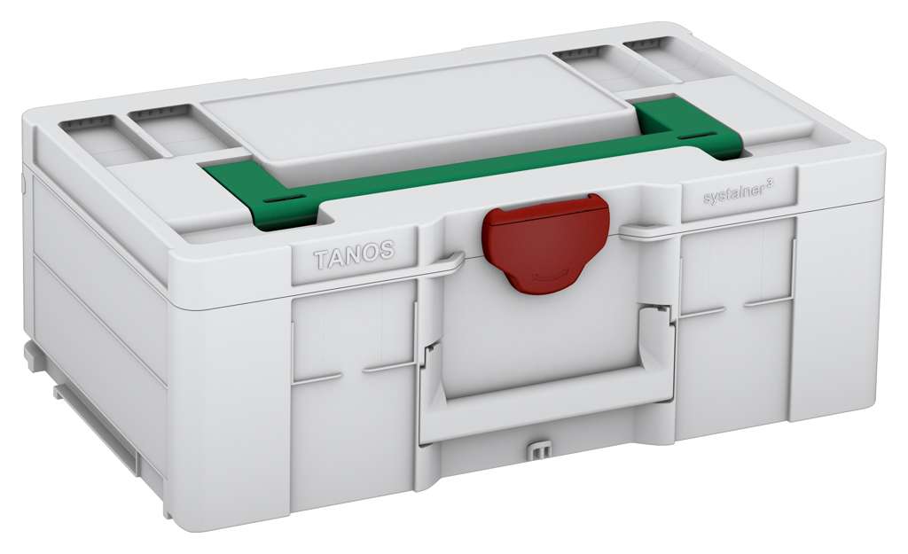 Systainer³ L 187, Light Grey with Signal Green lid handle and Carmine Red catches
