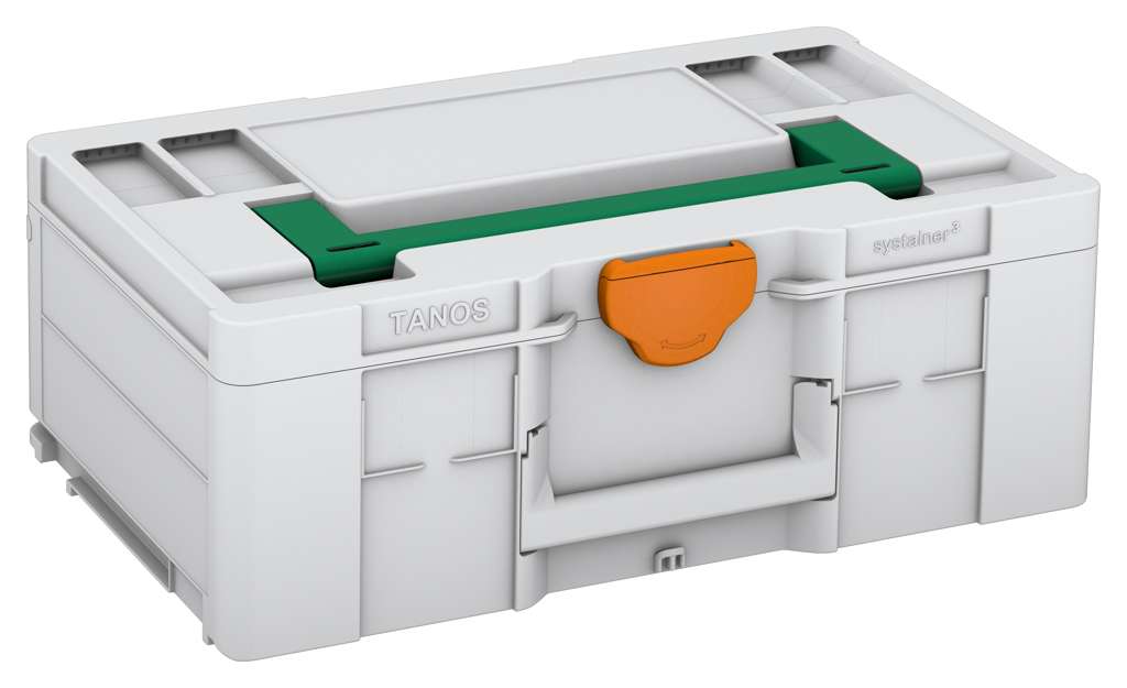 Systainer³ L 187, Light Grey with Signal Green lid handle and Deep Orange catches