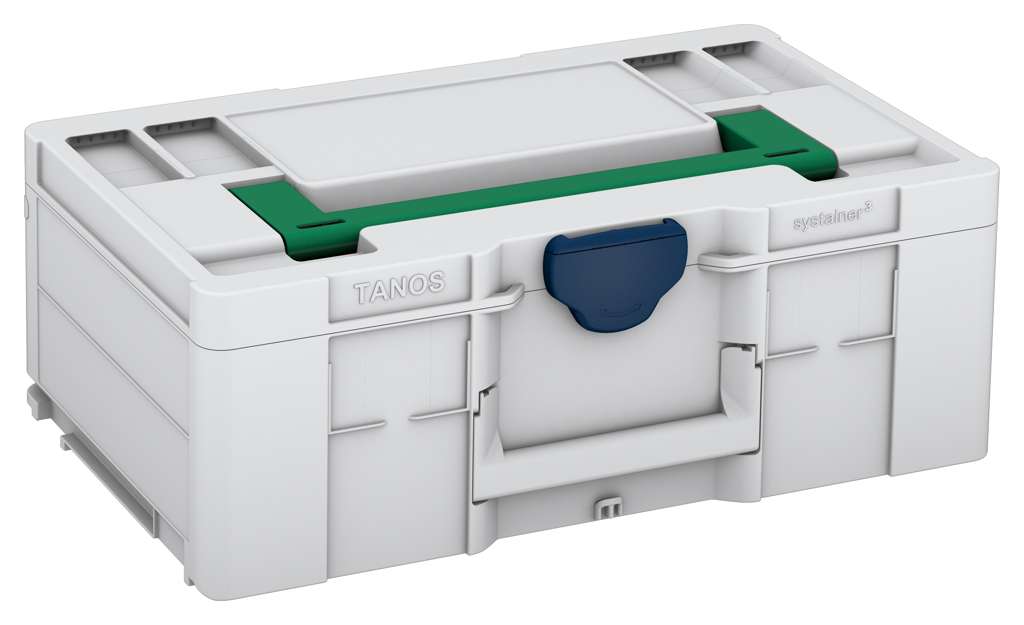 Systainer³ L 187, Light Grey with Signal Green lid handle and Sapphire Blue catches