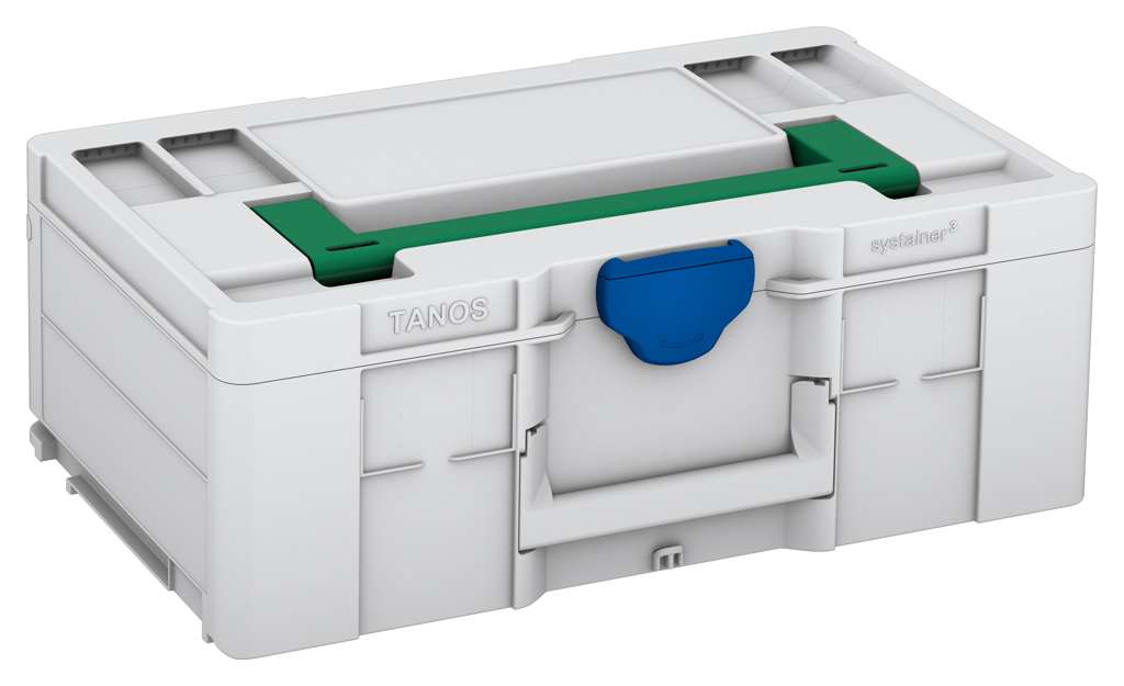 Systainer³ L 187, Light Grey with Signal Green lid handle and Signal Blue catches