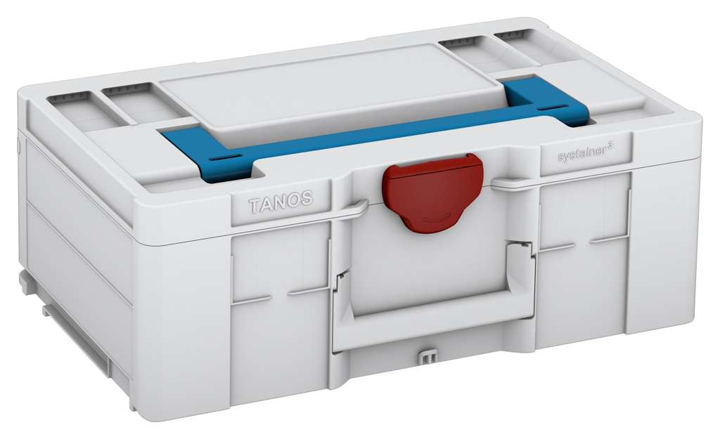 Systainer³ L 187, Light Grey with Sky Blue lid handle and Carmine Red catches