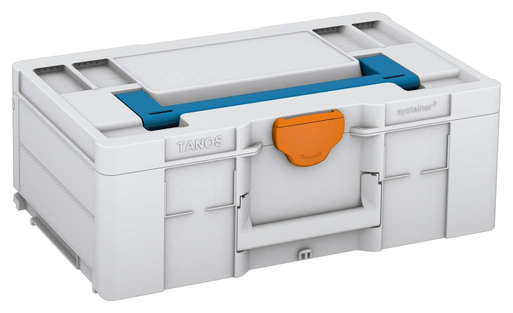 Systainer³ L 187, Light Grey with Sky Blue lid handle and Deep Orange catches