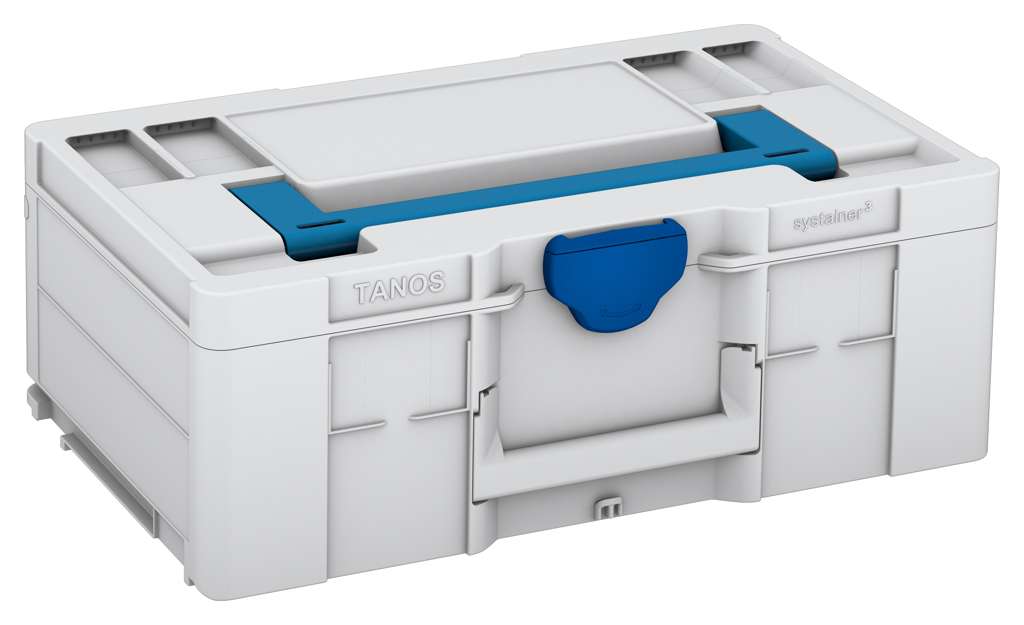 Systainer³ L 187, Light Grey with Sky Blue lid handle and Signal Blue catches