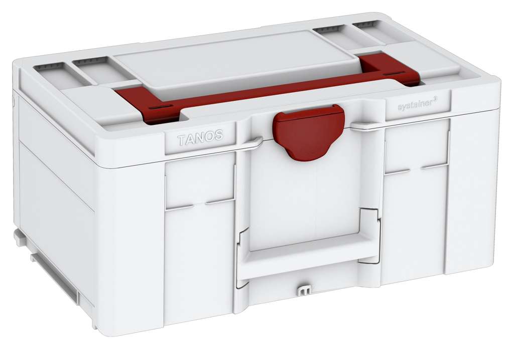Systainer³ L 237, Light Grey with Carmine Red lid handle and Carmine Red catches