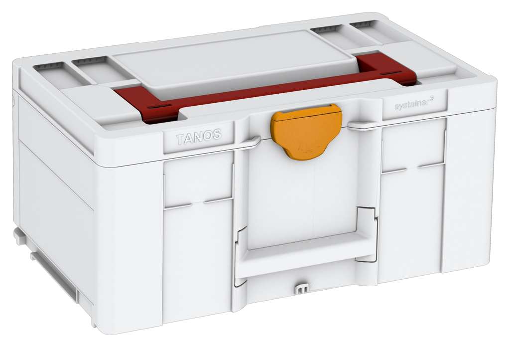 Systainer³ L 237, Light Grey with Carmine Red lid handle and Daffodil Yellow catches