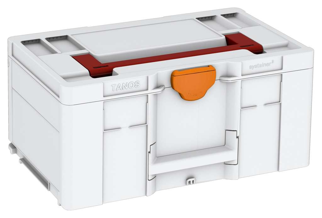 Systainer³ L 237, Light Grey with Carmine Red lid handle and Deep Orange catches