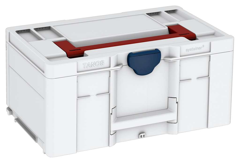 Systainer³ L 237, Light Grey with Carmine Red lid handle and Sapphire Blue catches