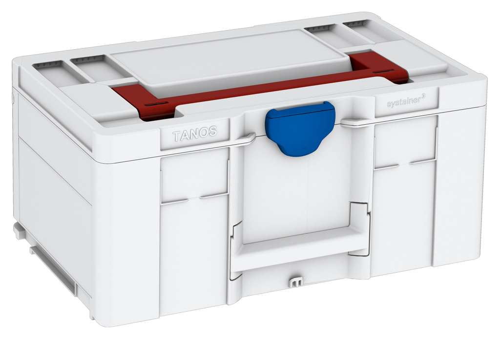 Systainer³ L 237, Light Grey with Carmine Red lid handle and Signal Blue catches