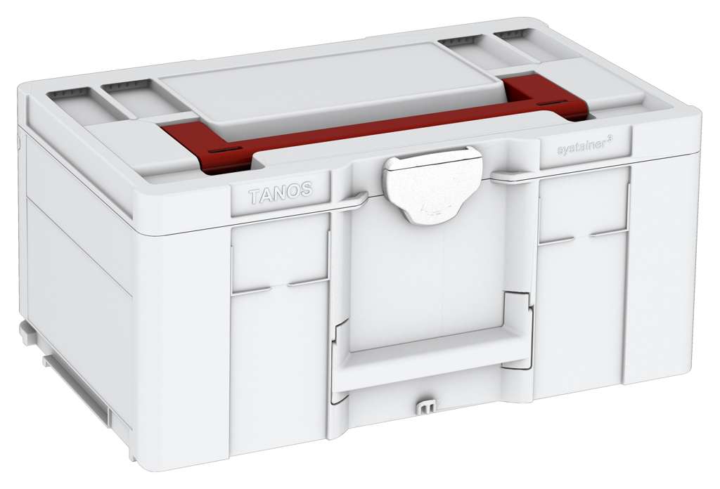 Systainer³ L 237, Light Grey with Carmine Red lid handle and White catches