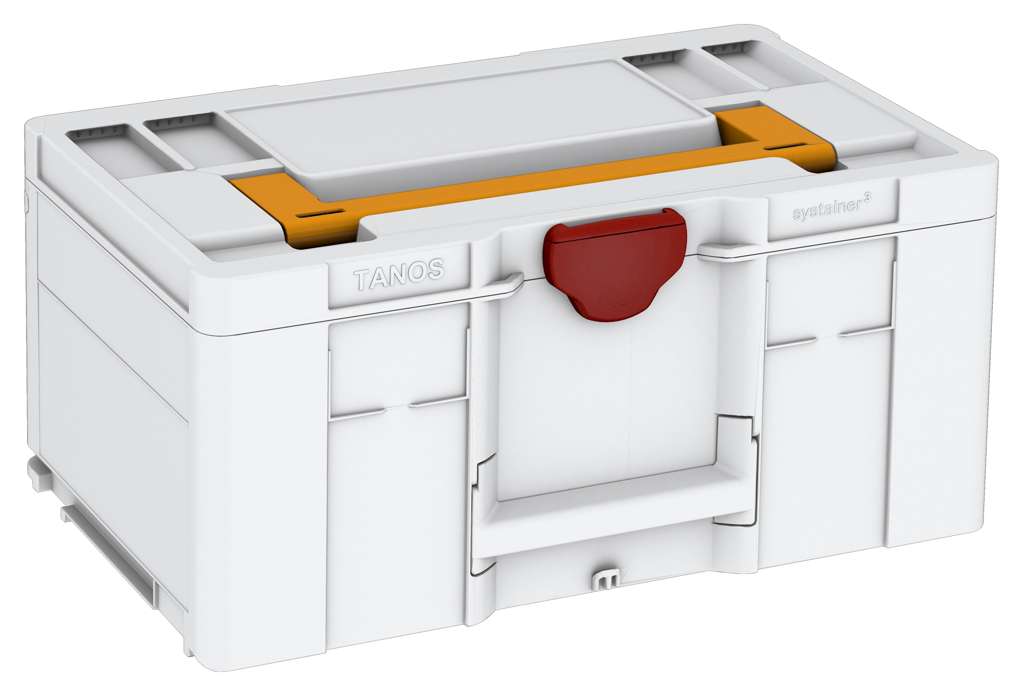 Systainer³ L 237, Light Grey with Daffodil Yellow lid handle and Carmine Red catches
