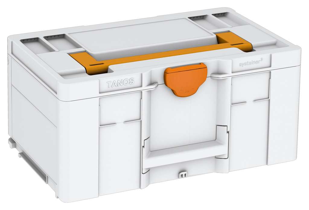 Systainer³ L 237, Light Grey with Daffodil Yellow lid handle and Deep Orange catches