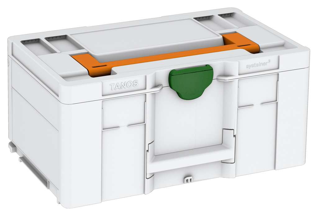 Systainer³ L 237, Light Grey with Deep Orange lid handle and Emerald Green catches