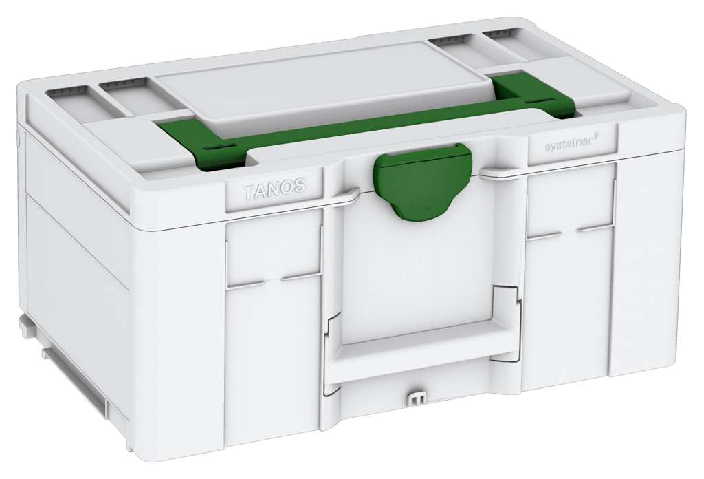 Systainer³ L 237, Light Grey with Emerald Green lid handle and Emerald Green catches