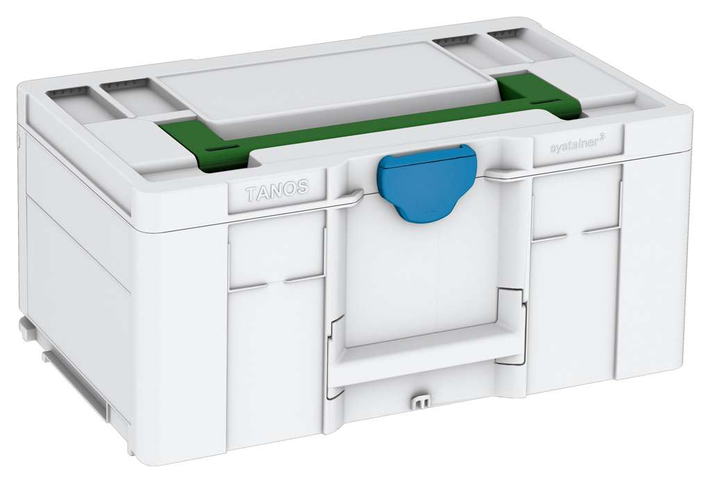 Systainer³ L 237, Light Grey with Emerald Green lid handle and Sky Blue catches