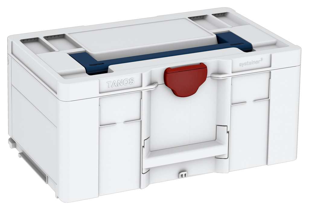 Systainer³ L 237, Light Grey with Sapphire Blue lid handle and Carmine Red catches