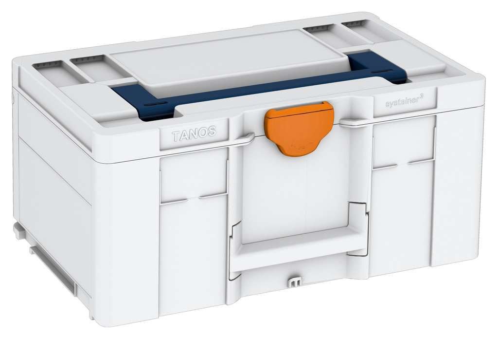 Systainer³ L 237, Light Grey with Sapphire Blue lid handle and Deep Orange catches