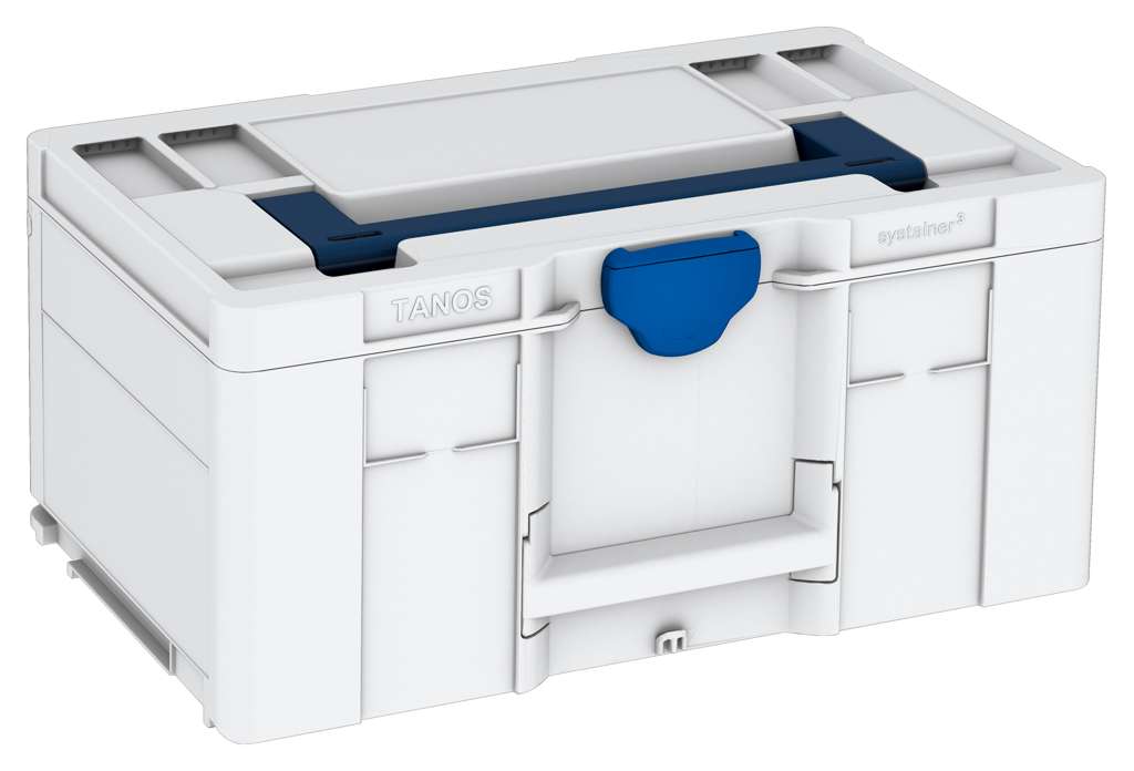 Systainer³ L 237, Light Grey with Sapphire Blue lid handle and Signal Blue catches