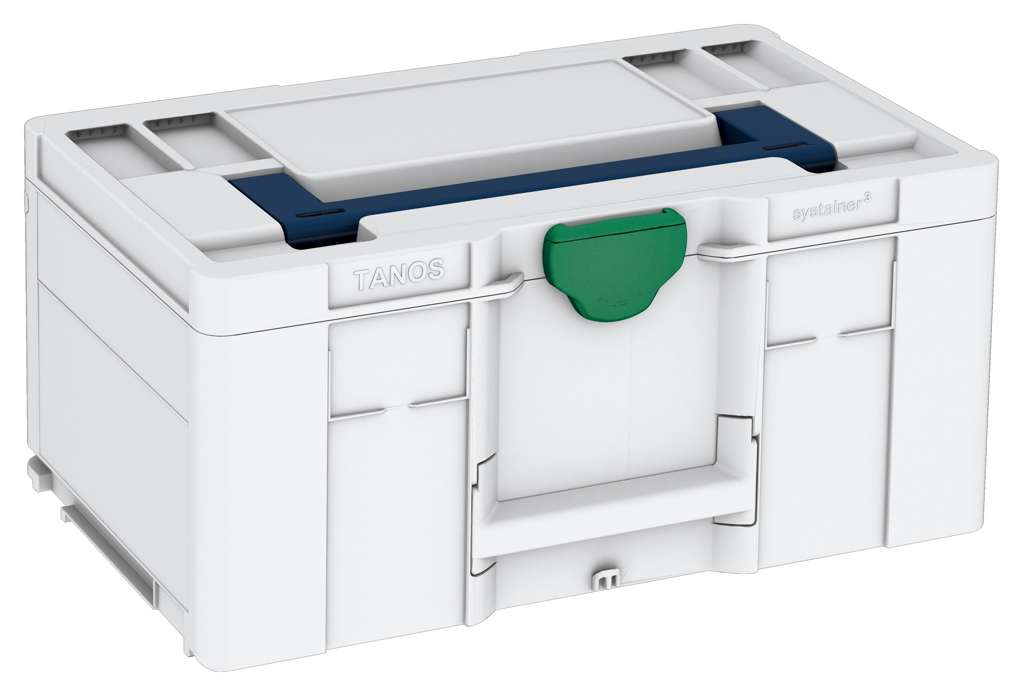 Systainer³ L 237, Light Grey with Sapphire Blue lid handle and Signal Green catches