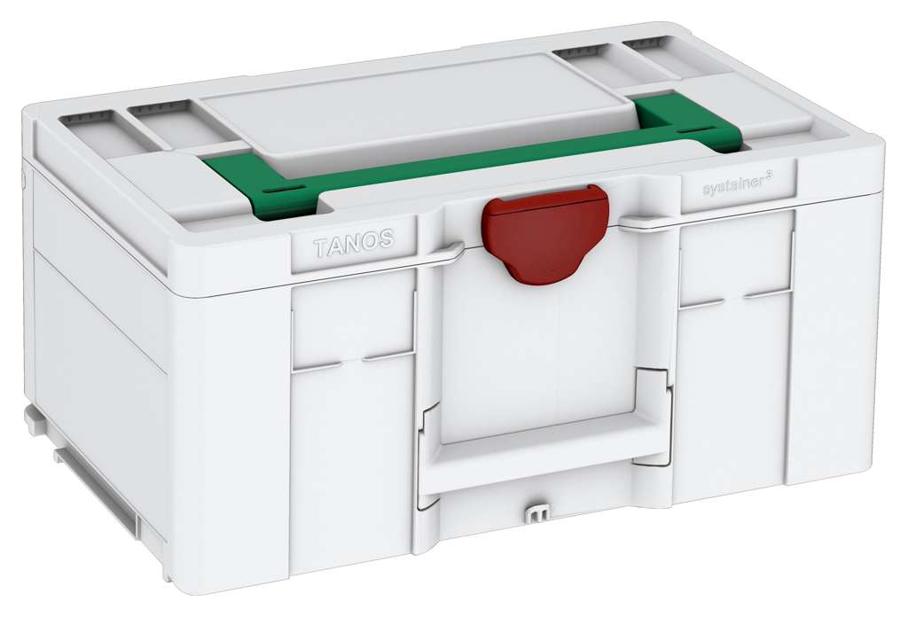 Systainer³ L 237, Light Grey with Signal Green lid handle and Carmine Red catches