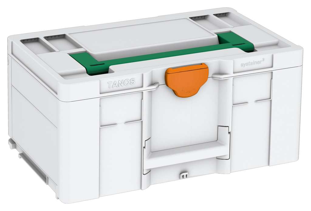 Systainer³ L 237, Light Grey with Signal Green lid handle and Deep Orange catches