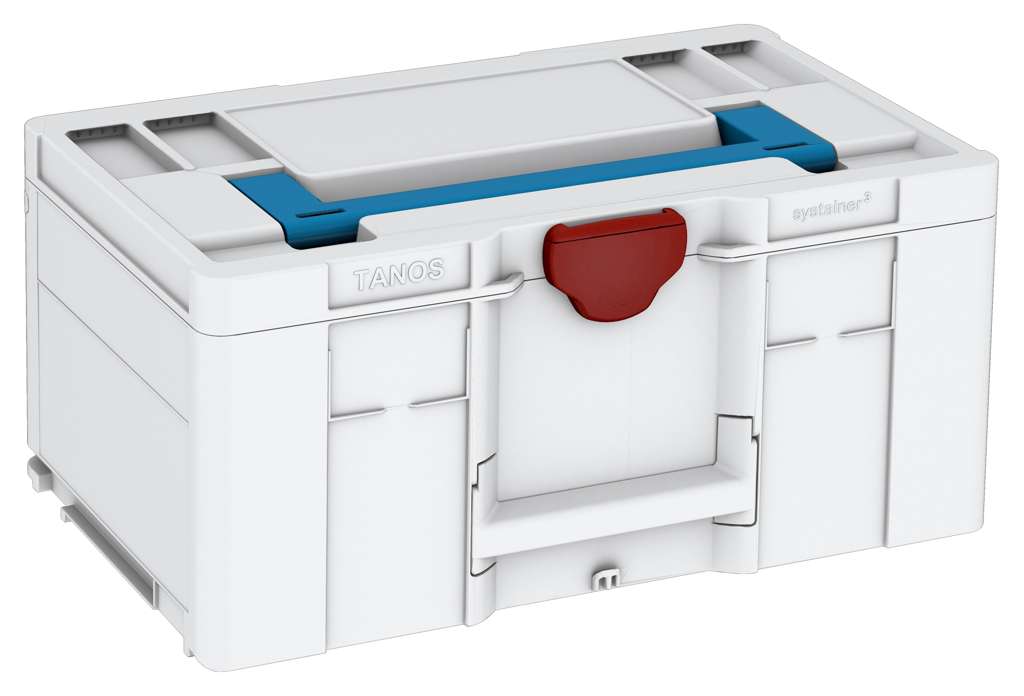 Systainer³ L 237, Light Grey with Sky Blue lid handle and Carmine Red catches