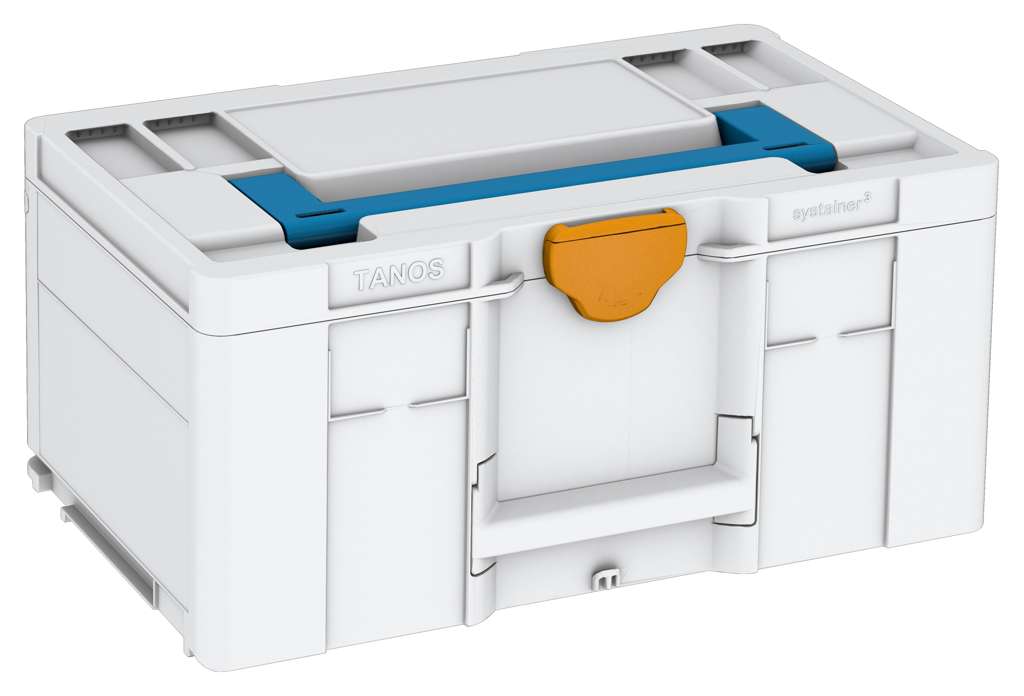 Systainer³ L 237, Light Grey with Sky Blue lid handle and Daffodil Yellow catches