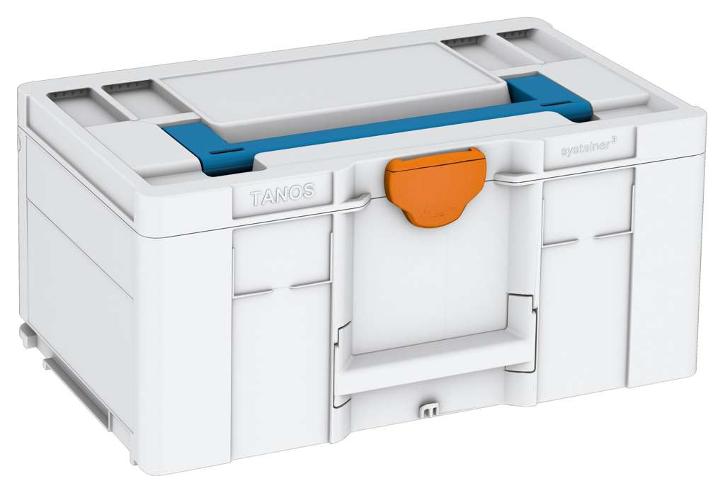 Systainer³ L 237, Light Grey with Sky Blue lid handle and Deep Orange catches