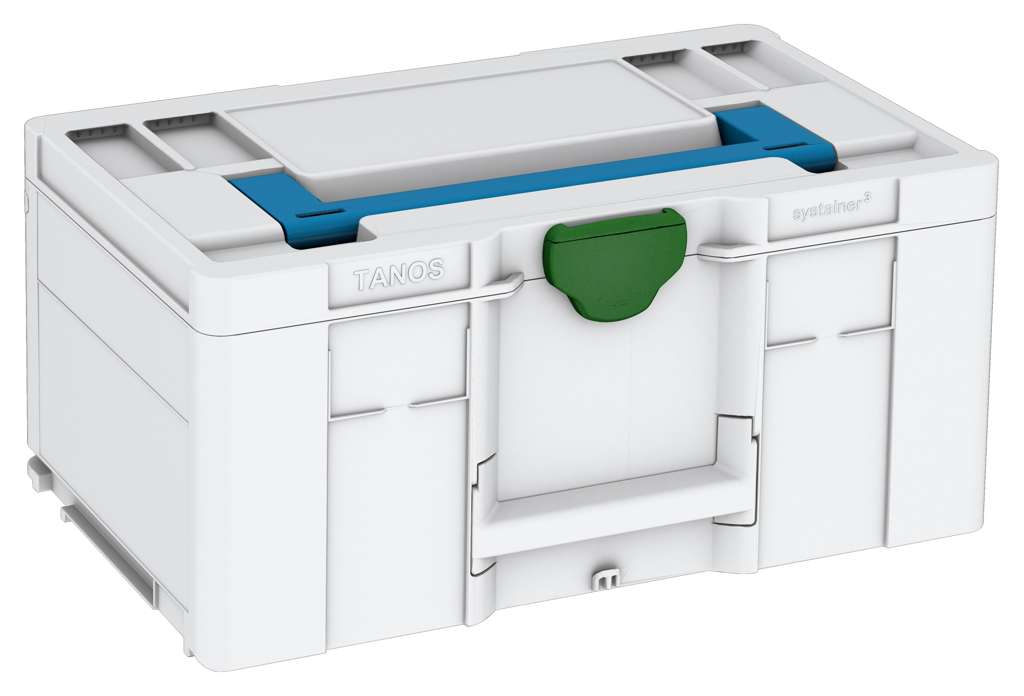 Systainer³ L 237, Light Grey with Sky Blue lid handle and Emerald Green catches