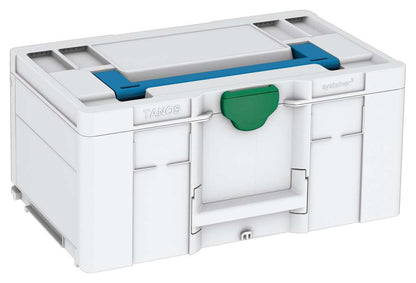 Systainer³ L 237, Light Grey with Sky Blue lid handle and Signal Green catches